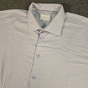 Eton Contemporary Shirt Men's 18.5 47 Purple Long Sleeve Button Down Career